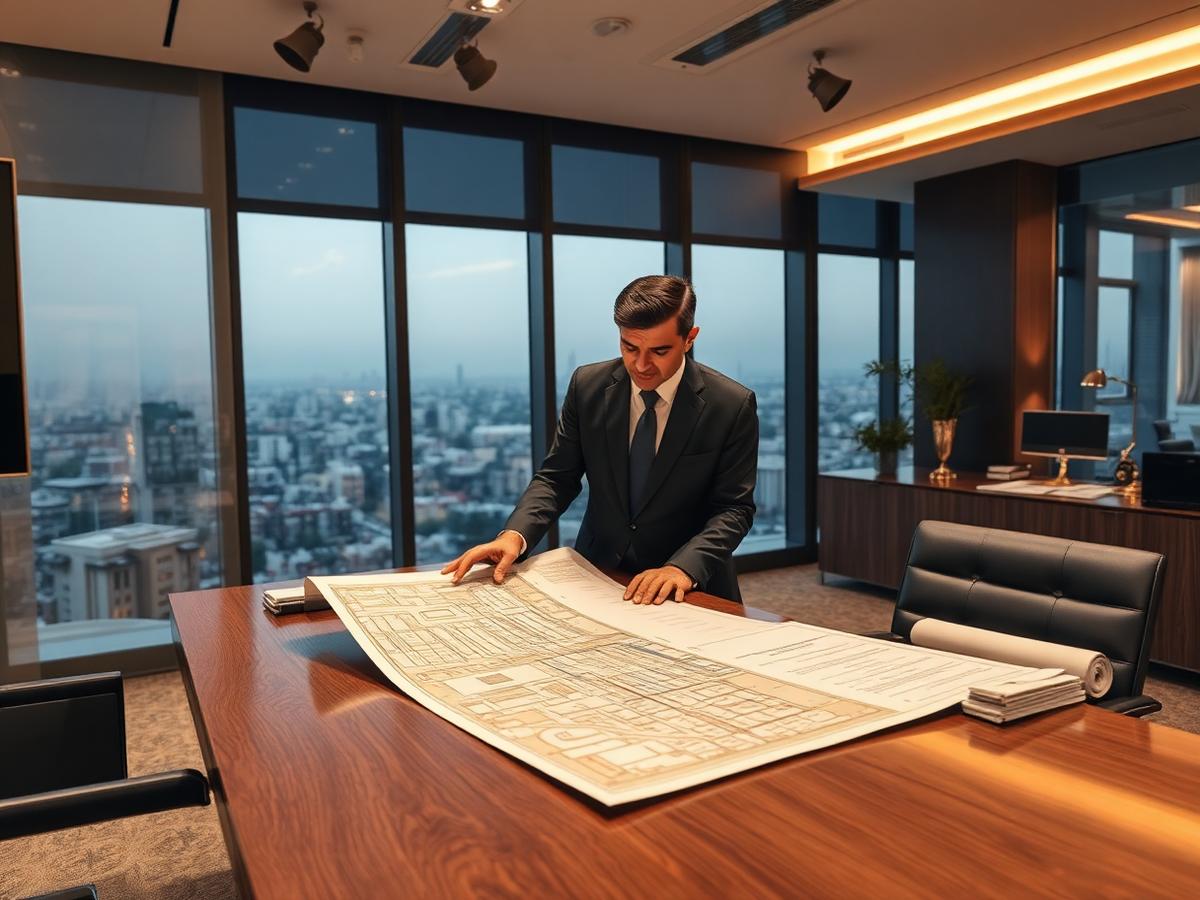 Property consultant reviewing a DHA Lahore site map